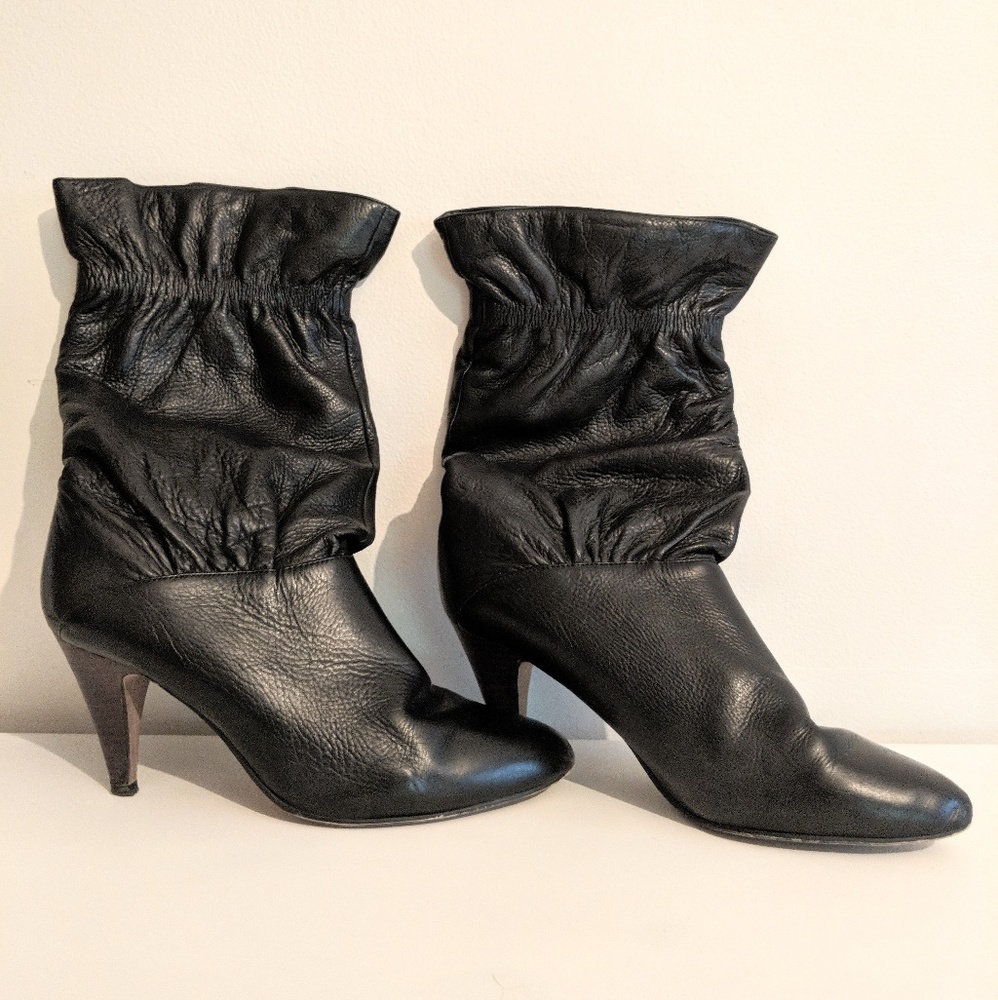 Aldo Black Leather Heeled Boots